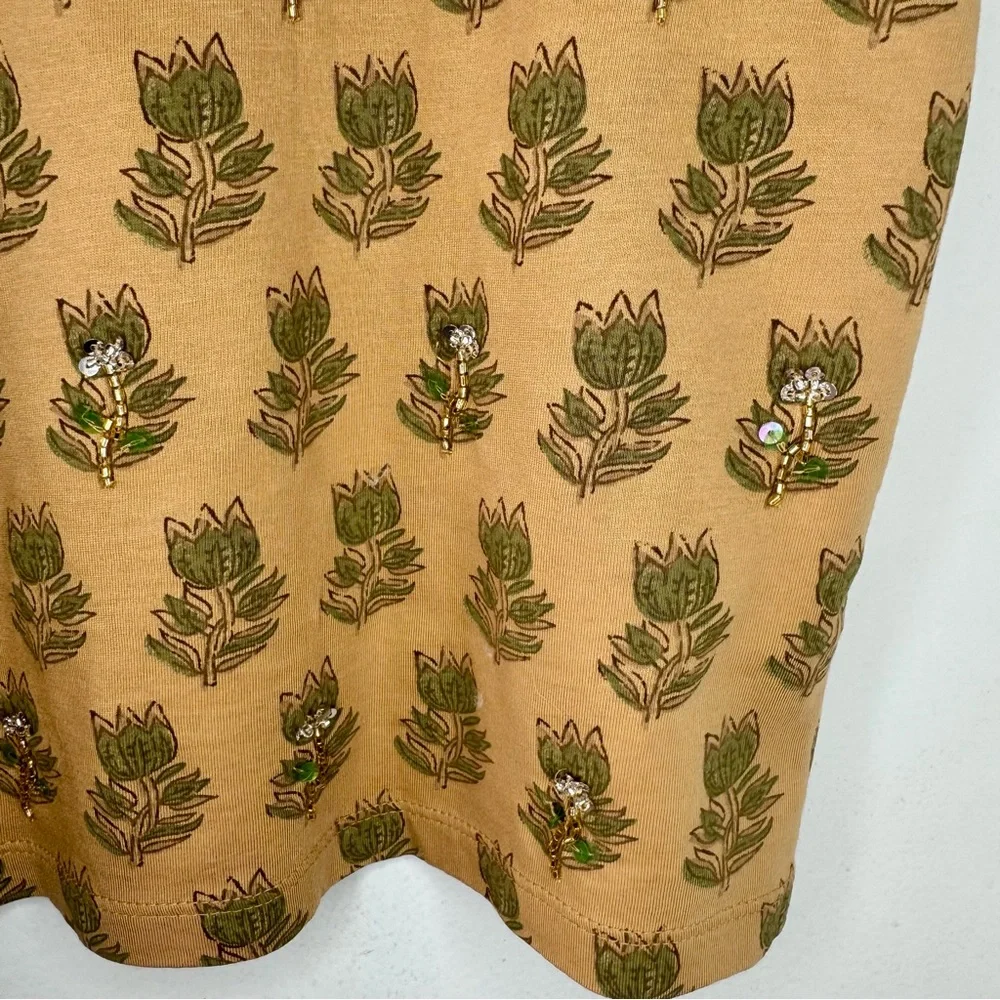 J Crew Collection embellished tonal tulip block print Jersey Top Women’s Small - Picture 7 of 8